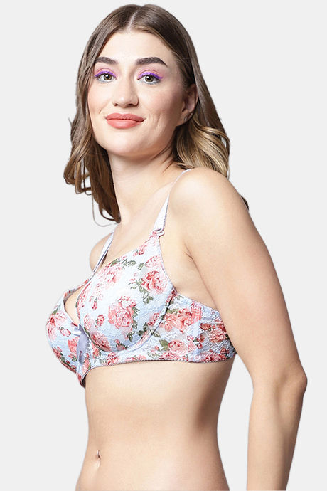 PrettyCat Padded Plunge Wired 3/4th Coverage T-Shirt Bra - Light Blue — image 3